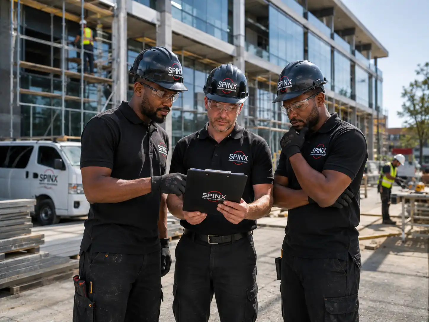 SPINX team coordinating work at a commercial site